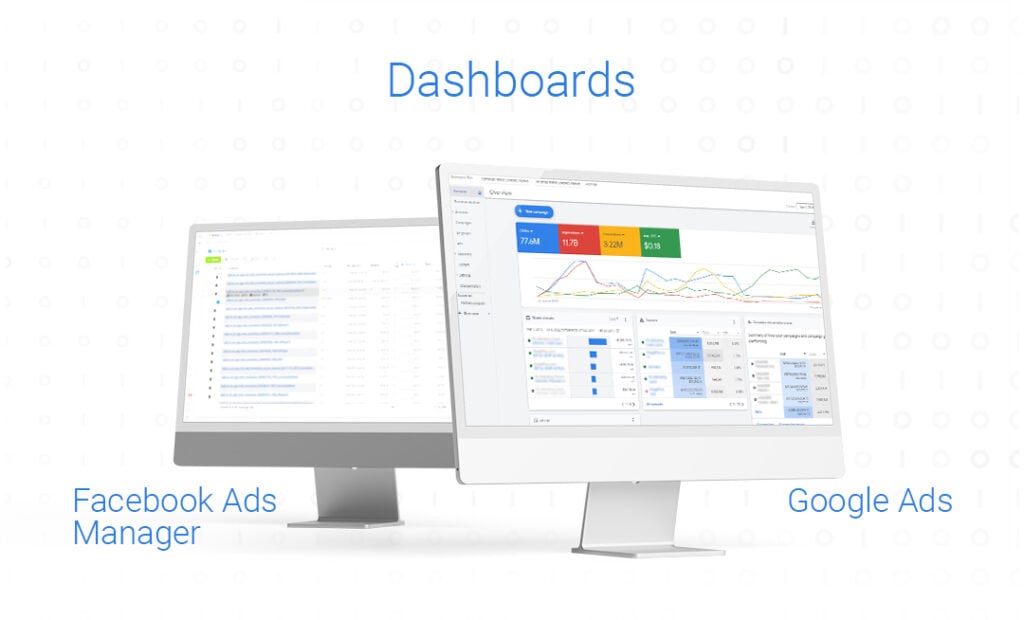 Google Ads and Facebook Ads Manager dashboard