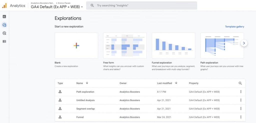 Google Analytics 4 Explorations